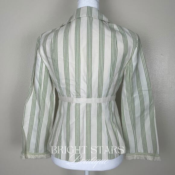 Rare Stripe Blazer Jacket ASO Paige Matthews Charmed Cream Green Bow 6 Vintage - Picture 6 of 10